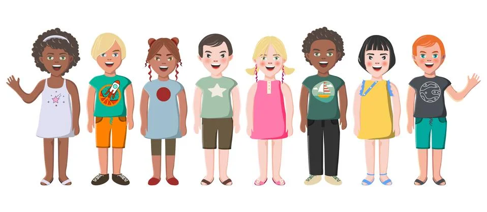 Multiethnic friends. Group of different kids Stock Illustration