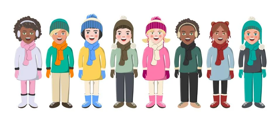 Multiethnic friends. Group of different kids Stock Illustration