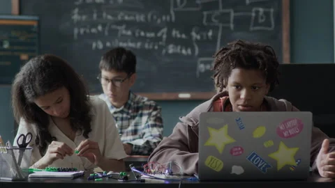 Multiethnic Gen Z Students Studying Programming in Class Stock Footage 284430962