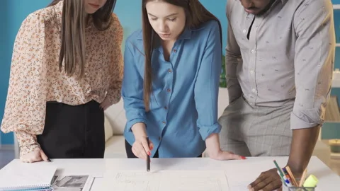 Multiethnic group teamwork. Stock Footage 228804936