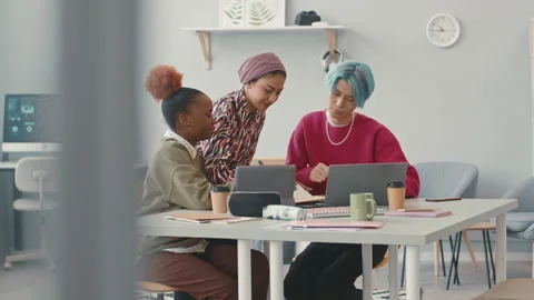 Multiethnic IT Students Studying Together Stock Footage 246726544