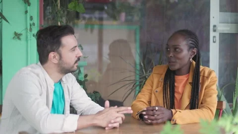 Multiethnic millennial friends at local bar in Spain chatting Stock-Footage 244545926