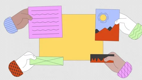 Multiethnic people hands arranging elements on web site 2D animation Stock Footage 300342110