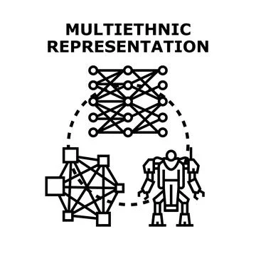 Multiethnic representation concept for artificial intelligence and diversity イラスト素材