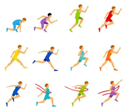 Multiethnic run man Stock Illustration