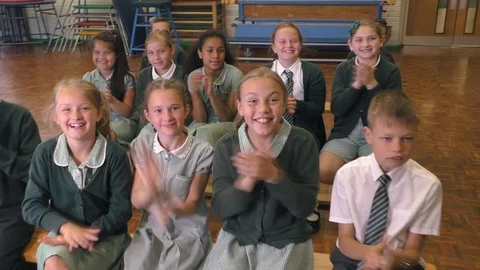 Multiethnic school class clapping Stock Footage 94011410