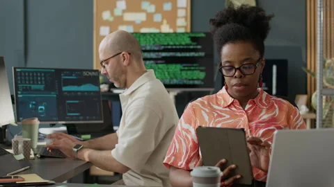 Multiethnic Software Developers Working in Open Space Office Stock Footage 306843908