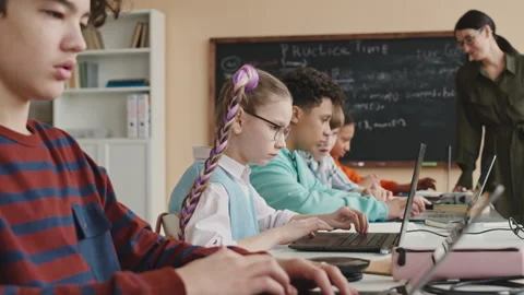 Multiethnic Students Having Lesson in Programming Class Stock Footage 248533950