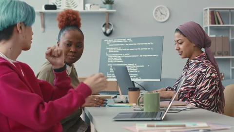 Multiethnic Team of IT Programmers at Workplace Stock Footage 241265706