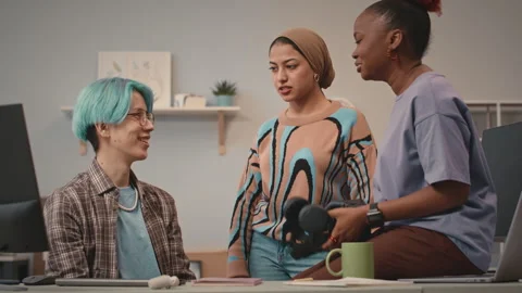 Multiethnic Team of Software Developers Working with VR in Office Stock Footage 241273281