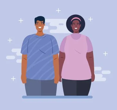 Multiethnic young couple, diversity and multiculturalism concept Stock Illustration