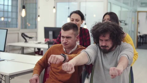 Multiethnics startup business team of software developers having fun while ra Stock Footage 197343489