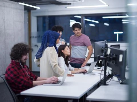 Multiethnics team of software developers working together 스톡 사진