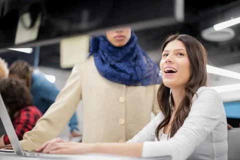 Multiethnics team of software developers working together 스톡 사진