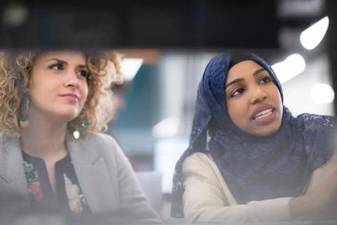 Multiethnics team of software developers working together 스톡 사진