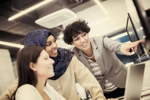 Multiethnics team of software developers working together 스톡 사진