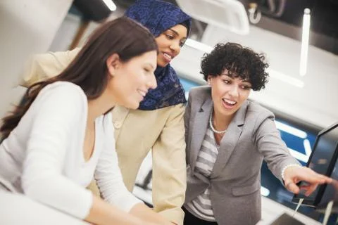 Multiethnics team of software developers working together 스톡 사진