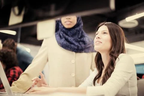 Multiethnics team of software developers working together 스톡 사진