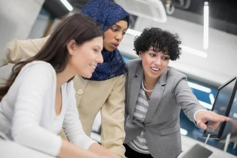 Multiethnics team of software developers working together 스톡 사진