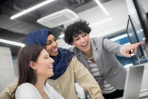 Multiethnics team of software developers working together 스톡 사진