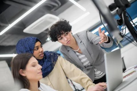 Multiethnics team of software developers working together 스톡 사진