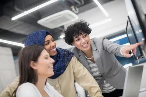 Multiethnics team of software developers working together 스톡 사진