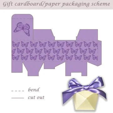 Multifaceted gift paper or cardboard festive packaging and wrapping scheme box Stock Illustration