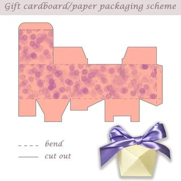 Multifaceted gift paper or cardboard festive packaging and wrapping scheme box Stock Illustration