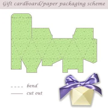Multifaceted gift paper or cardboard festive packaging and wrapping scheme box Stock Illustration