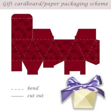 Multifaceted gift paper or cardboard festive packaging and wrapping scheme box Stock Illustration