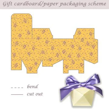 Multifaceted gift paper or cardboard festive packaging and wrapping scheme box Stock Illustration