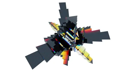The multifaceted prism of black stone rotates on a white background and refracts Stock Footage 127905882