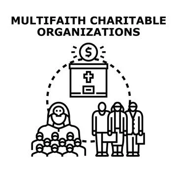 Multifaith charitable organizations aiding diverse community groups Stock Illustration