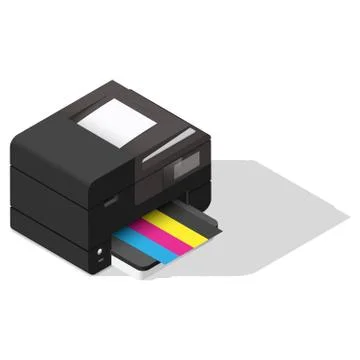 Multifunction device detailed isometric icon Illustrazione stock