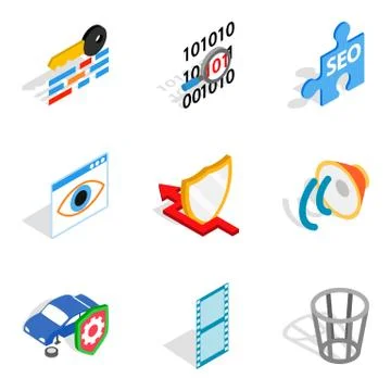 Multifunction device icons set, isometric style Stock Illustration