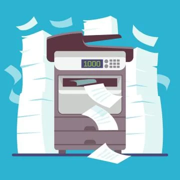 Multifunction office printer, computer scanner printing and copying paper Stock Illustration