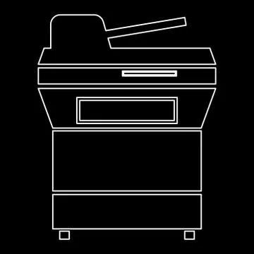 Multifunction printer or automatic copier white color path  icon . Stock Illustration