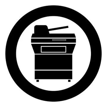 Multifunction printer or automatic copier icon black color in circle Stock Illustration