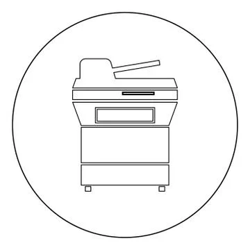 Multifunction printer or automatic copier icon black color in circle Stock Illustration