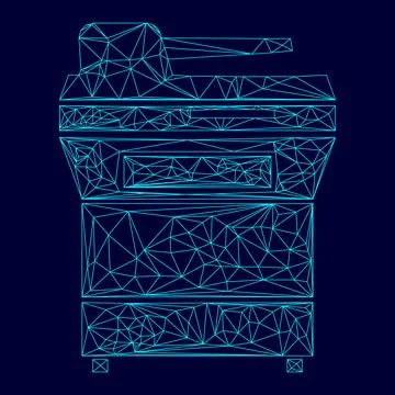 Multifunction printer or automatic copier low poly triangulation triangulated Stock Illustration