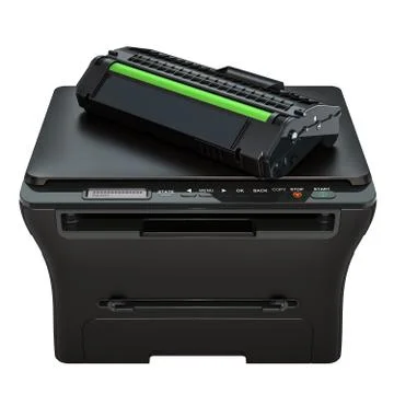 Multifunction printer with toner cartridge, 3D rendering 스톡 일러스트