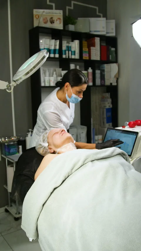 A multifunctional device for microneedle RF lifting - Vertical Video Stock Footage 343243480