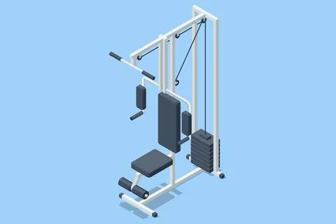 Multifunctional Gym Strength Machine. Isometric illustration of multifunctional Stock Illustration