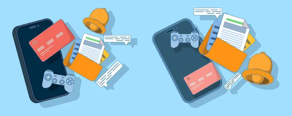 Multifunctional mobile application Stock Illustration
