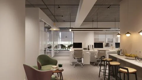 Multifunctional Office Desks Adapting to Various Work Activities Illustrazione stock