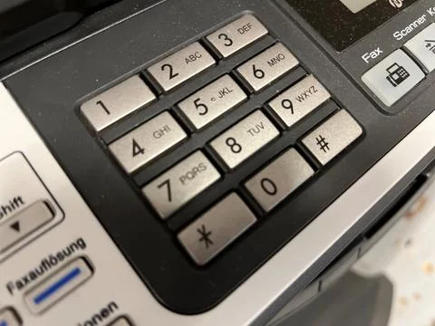 Multifunctional Office Fax Machine Keypad Close-Up Stockfoto's