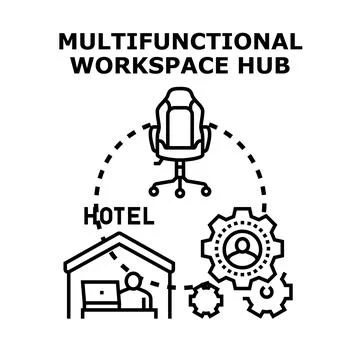 Multifunctional workspace hub concept vector illustration Stock Illustration