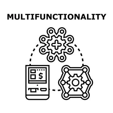 Multifunctionality concept with integrated features and mobile services Stock Illustration