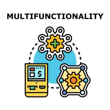 Multifunctionality concept with integrated features and mobile services Stock Illustration