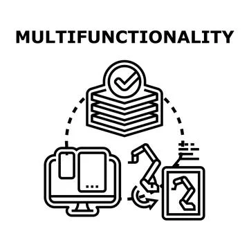 Multifunctionality concept using integrated digital device platforms Stock Illustration
